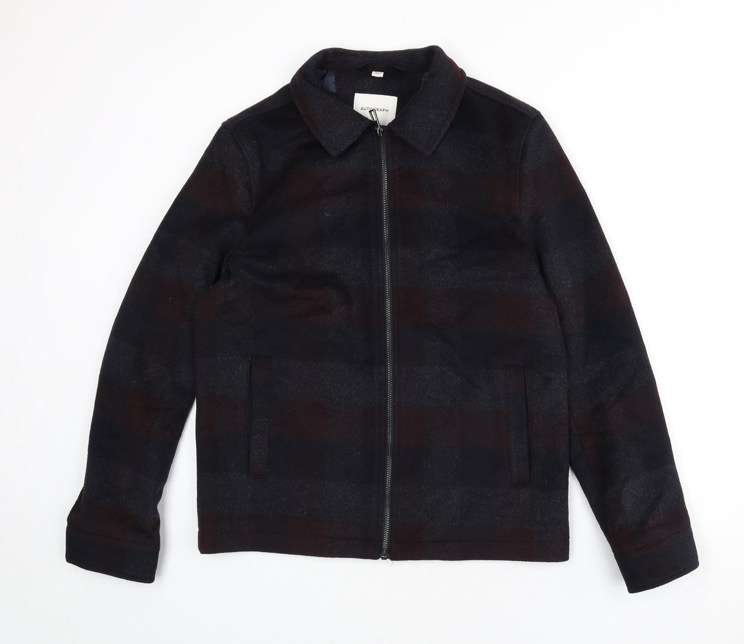 Autograph Mens Black Check Jacket Size S Zip