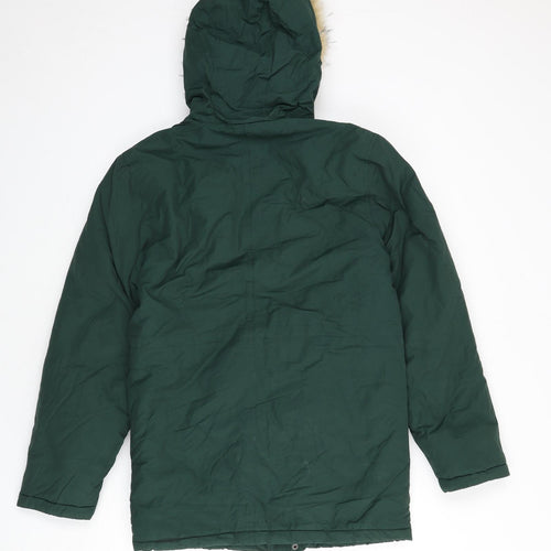 Lyle & Scott Boys Green Parka Coat Size 14-15 Years Zip