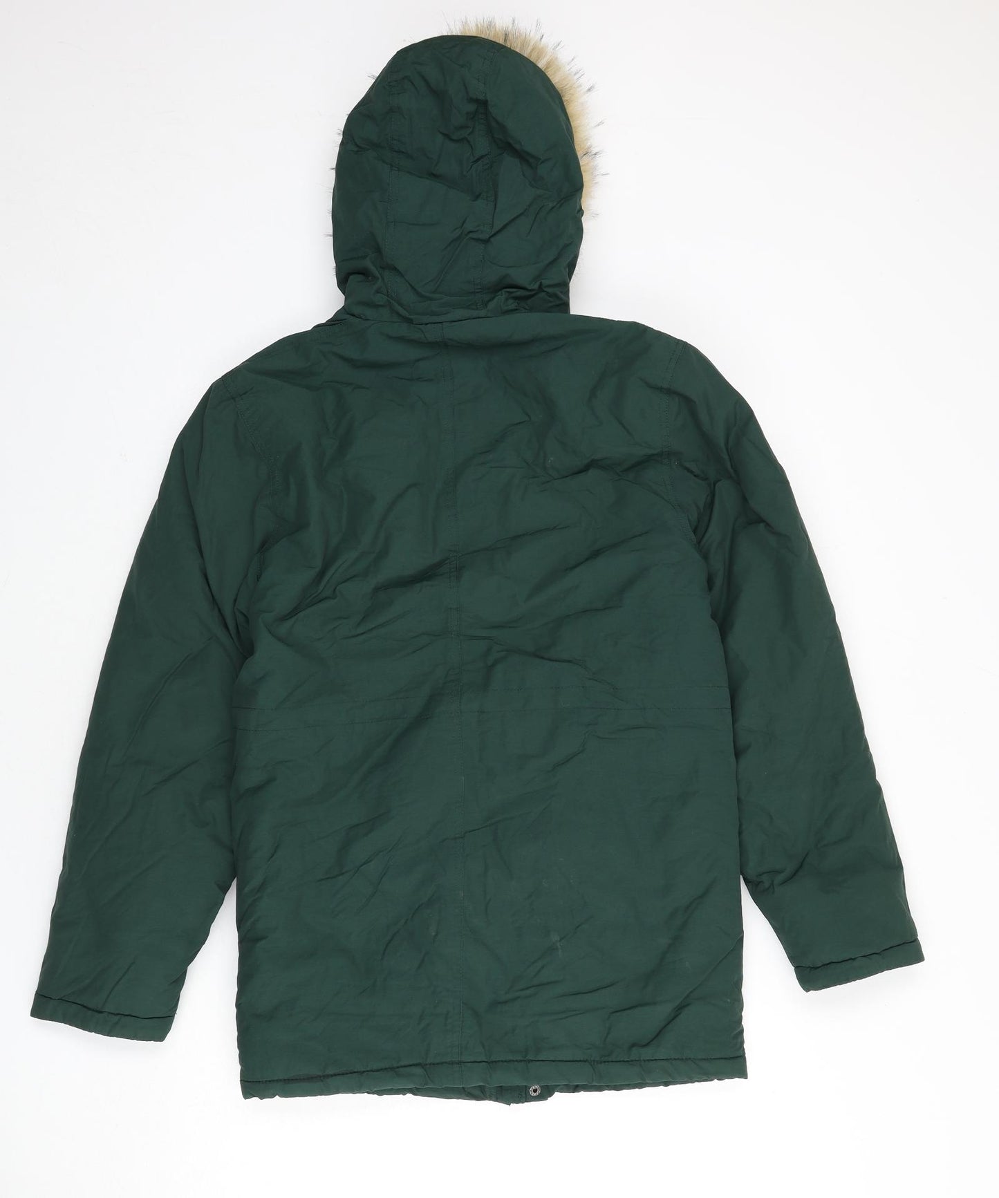 Lyle & Scott Boys Green Parka Coat Size 14-15 Years Zip