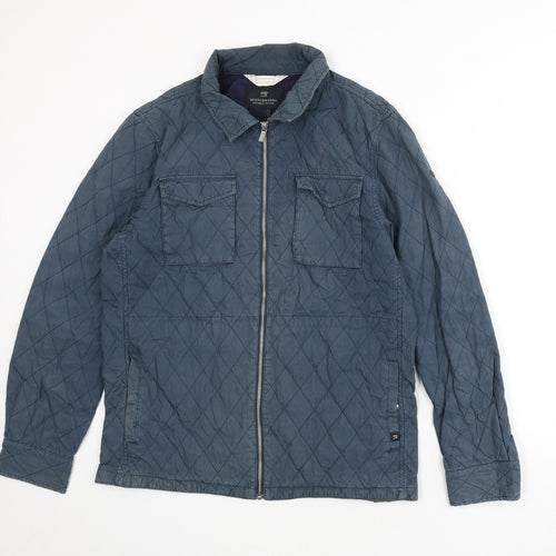 Scotch & Soda Mens Blue Quilted Coat Size L Zip