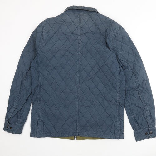Scotch & Soda Mens Blue Quilted Coat Size L Zip