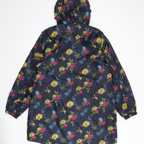 Cotton Traders Womens Blue Floral Rain Coat Coat Size 16 Zip