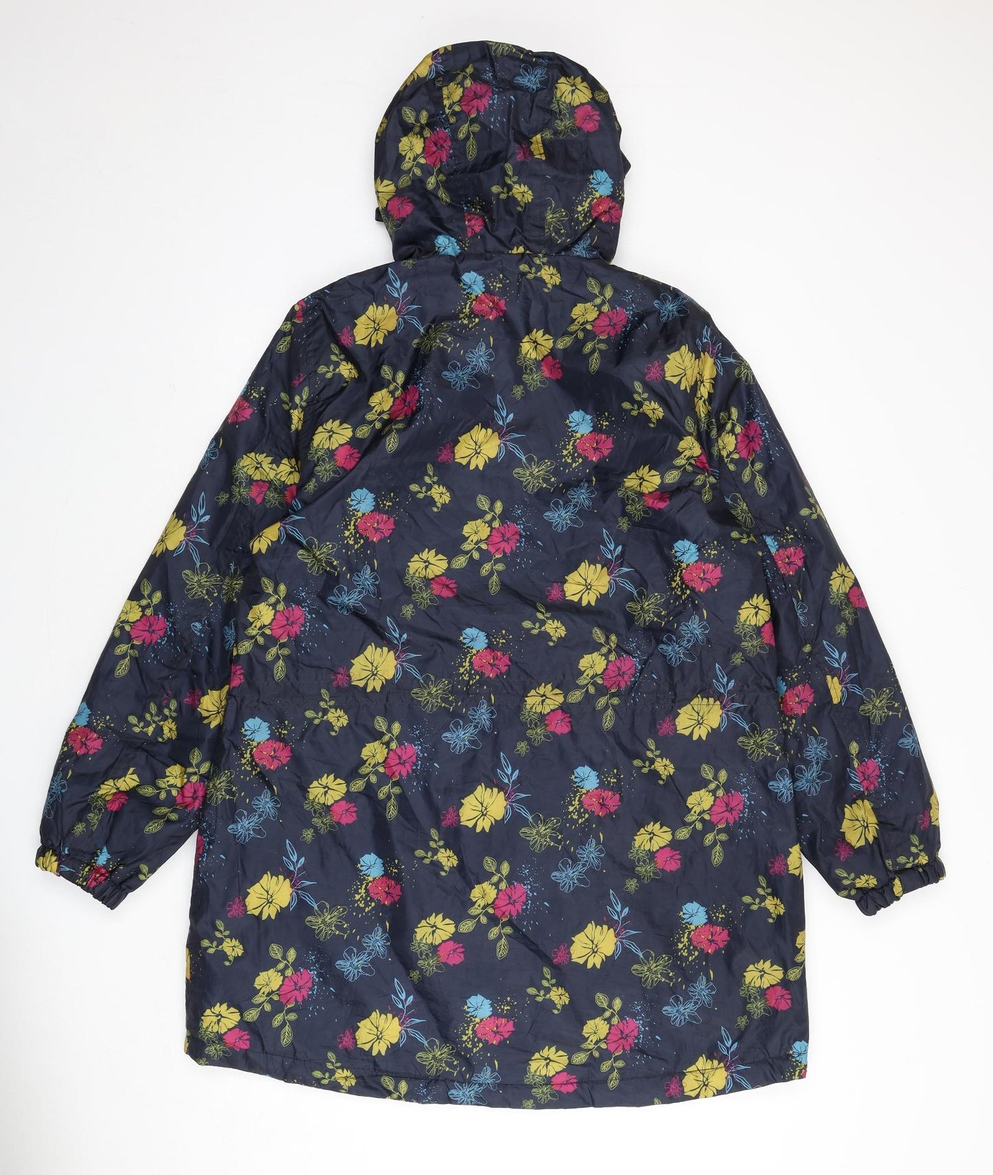 Cotton Traders Womens Blue Floral Rain Coat Coat Size 16 Zip