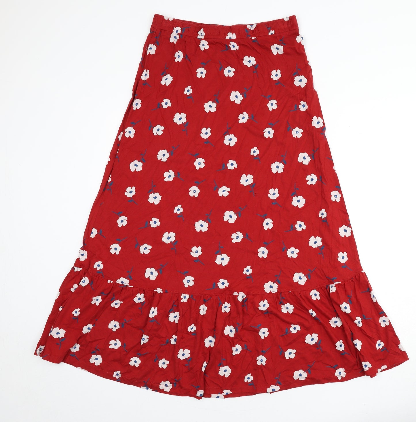 Seasalt Womens Red Floral Cotton Flare Skirt Size 12