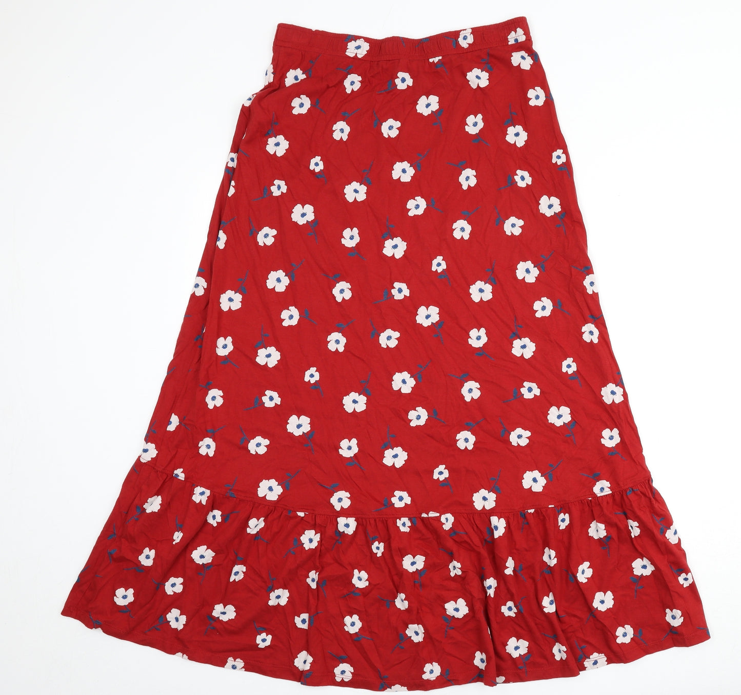 Seasalt Womens Red Floral Cotton Flare Skirt Size 12