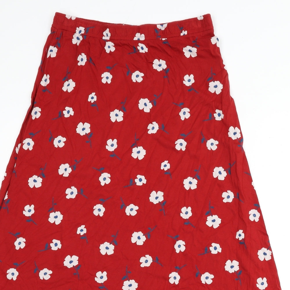 Seasalt Womens Red Floral Cotton Flare Skirt Size 12