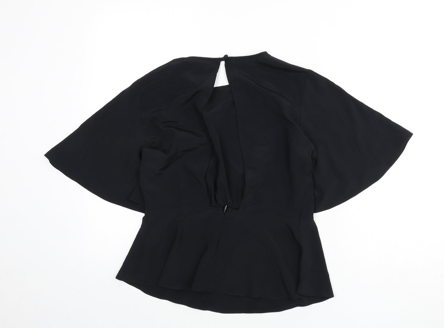 Topshop Womens Black Polyester Basic Blouse Size 8 Round Neck