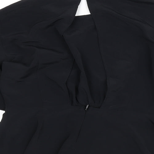 Topshop Womens Black Polyester Basic Blouse Size 8 Round Neck