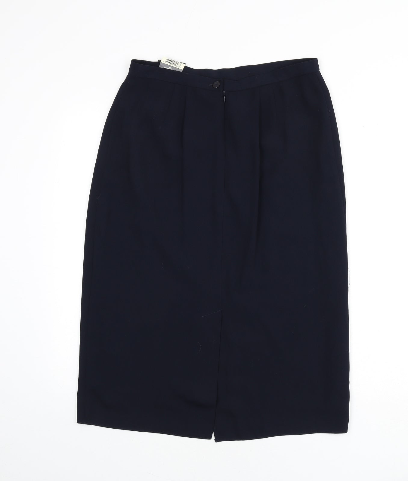 BHS Womens Blue Polyester A-Line Skirt Size 14 Zip - Slit