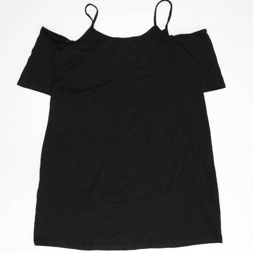 Boohoo Womens Black Cotton A-Line Size 18 Scoop Neck Pullover