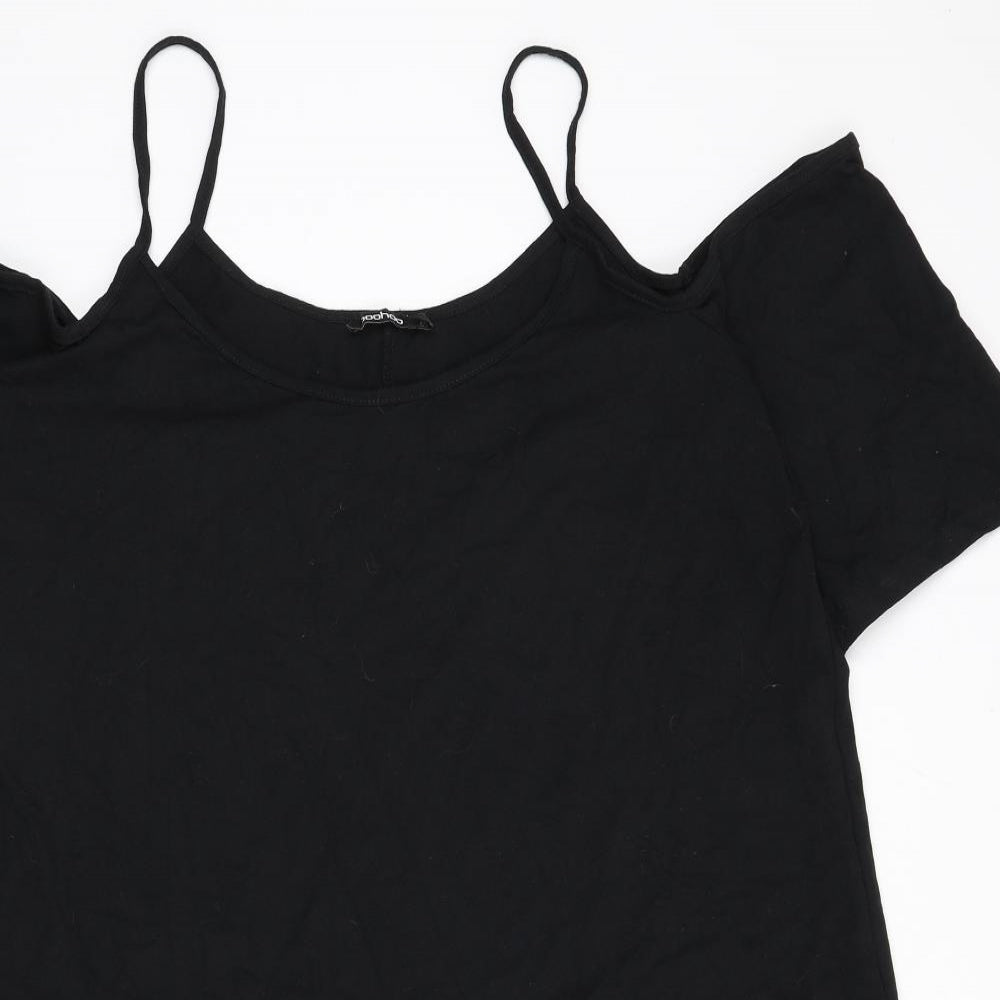 Boohoo Womens Black Cotton A-Line Size 18 Scoop Neck Pullover