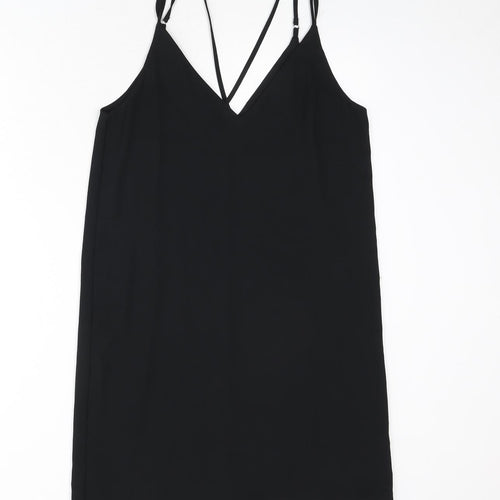 Topshop Womens Black Polyester Sheath Size 10 V-Neck Pullover