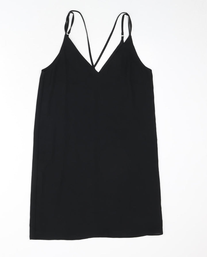 Topshop Womens Black Polyester Sheath Size 10 V-Neck Pullover
