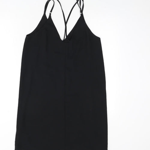 Topshop Womens Black Polyester Sheath Size 10 V-Neck Pullover