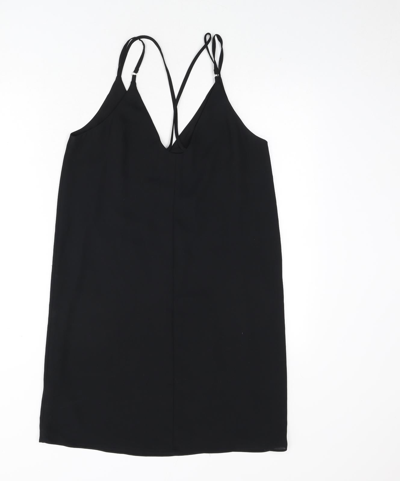Topshop Womens Black Polyester Sheath Size 10 V-Neck Pullover