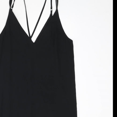 Topshop Womens Black Polyester Sheath Size 10 V-Neck Pullover