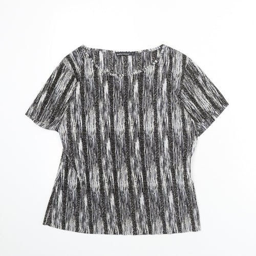 Reflections Womens Multicoloured Geometric Polyester Basic T-Shirt Size S Round Neck