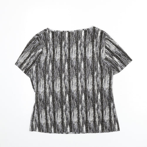 Reflections Womens Multicoloured Geometric Polyester Basic T-Shirt Size S Round Neck