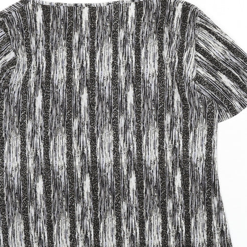 Reflections Womens Multicoloured Geometric Polyester Basic T-Shirt Size S Round Neck