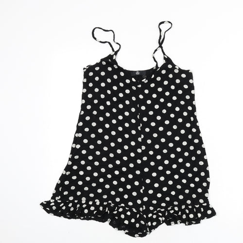 Missguided Womens Black Polka Dot Viscose Romper One-Piece Size 8 Pullover