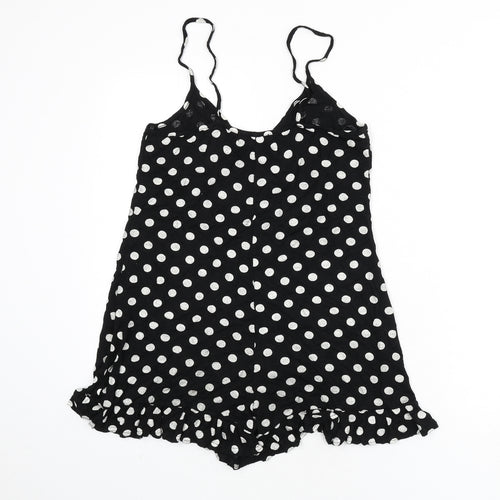 Missguided Womens Black Polka Dot Viscose Romper One-Piece Size 8 Pullover