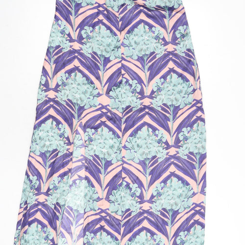 ASOS Womens Multicoloured Geometric Polyester Slip Dress Size 8 V-Neck Pullover - Maxi, Slit