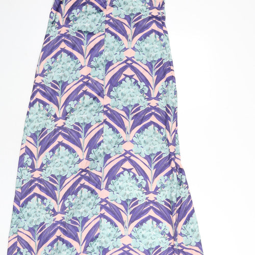 ASOS Womens Multicoloured Geometric Polyester Slip Dress Size 8 V-Neck Pullover - Maxi, Slit