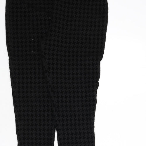River Island Womens Black Geometric Polyester Trousers Size 18 L26 in Regular - Houndstooth