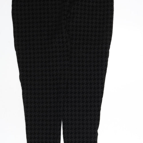 River Island Womens Black Geometric Polyester Trousers Size 18 L26 in Regular - Houndstooth