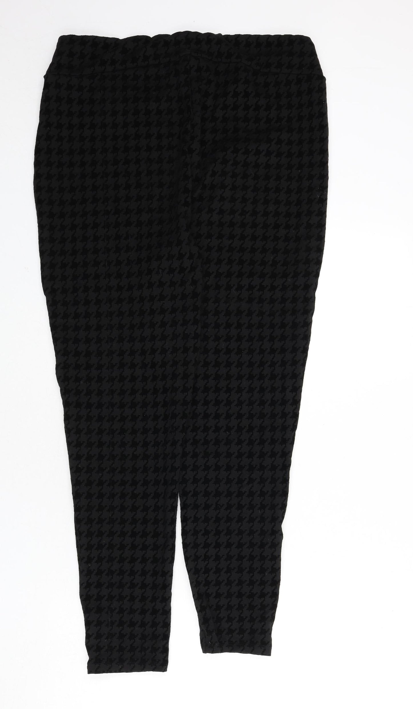 River Island Womens Black Geometric Polyester Trousers Size 18 L26 in Regular - Houndstooth