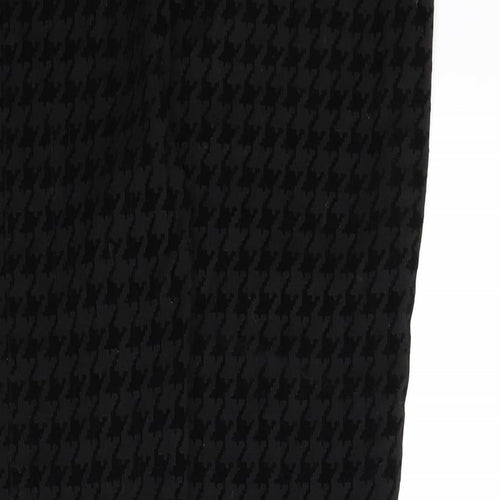 River Island Womens Black Geometric Polyester Trousers Size 18 L26 in Regular - Houndstooth