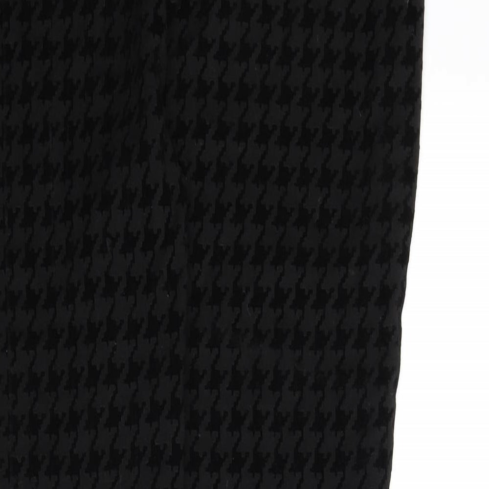 River Island Womens Black Geometric Polyester Trousers Size 18 L26 in Regular - Houndstooth