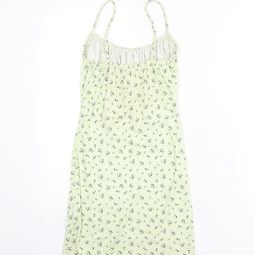 PRETTYLITTLETHING Womens Green Floral Polyester Mini Size 6 Scoop Neck Pullover