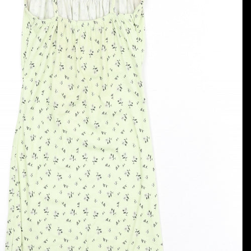 PRETTYLITTLETHING Womens Green Floral Polyester Mini Size 6 Scoop Neck Pullover