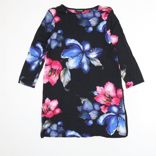 Debenhams Womens Black Floral Viscose A-Line Size 18 Boat Neck Pullover