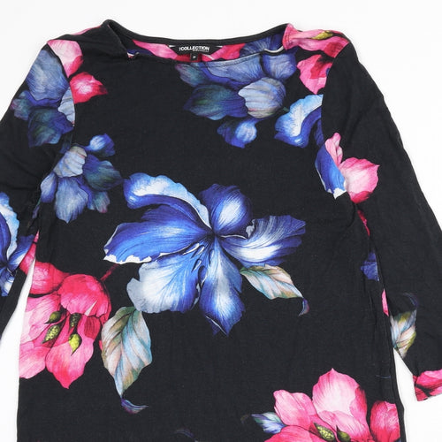 Debenhams Womens Black Floral Viscose A-Line Size 18 Boat Neck Pullover