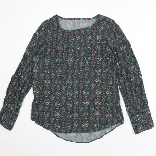 NEXT Womens Green Floral Viscose Basic Blouse Size 8 Round Neck