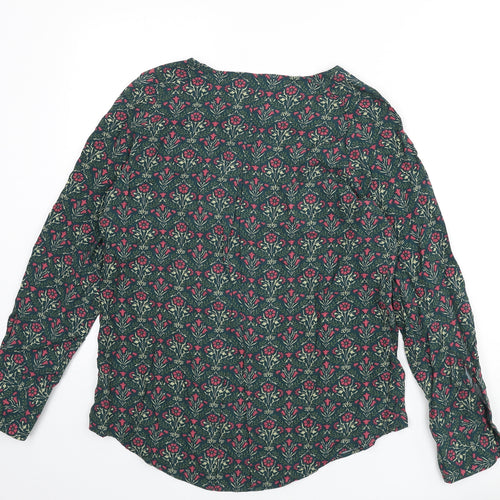 NEXT Womens Green Floral Viscose Basic Blouse Size 8 Round Neck