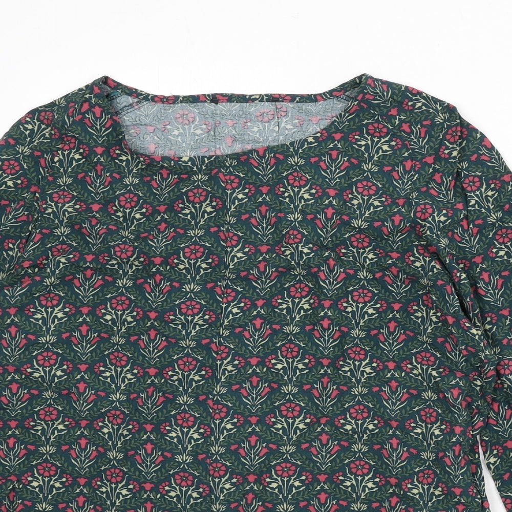 NEXT Womens Green Floral Viscose Basic Blouse Size 8 Round Neck