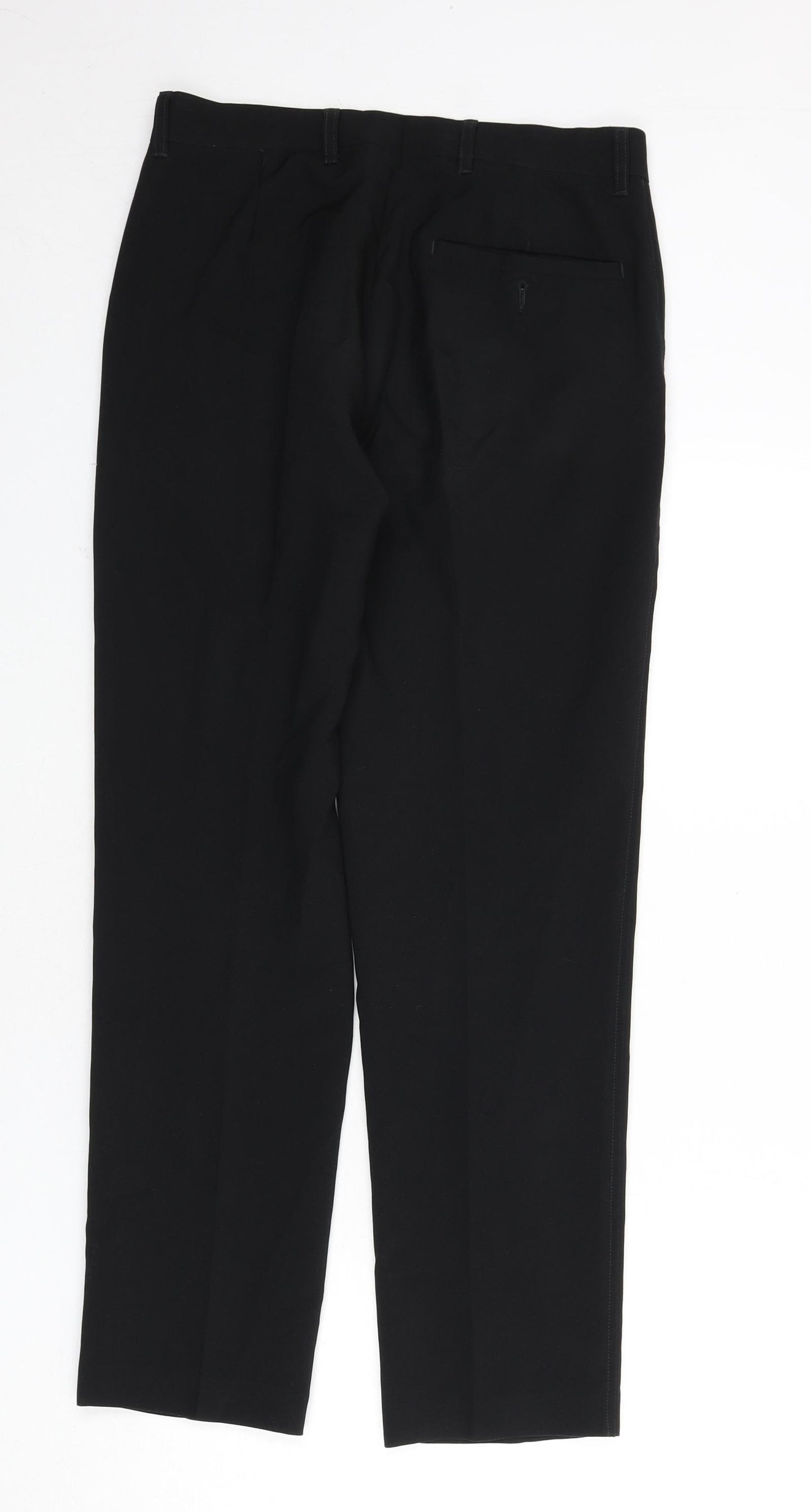 Marks and Spencer Mens Black Polyester Dress Pants Trousers Size 28 in L29 in Regular Zip