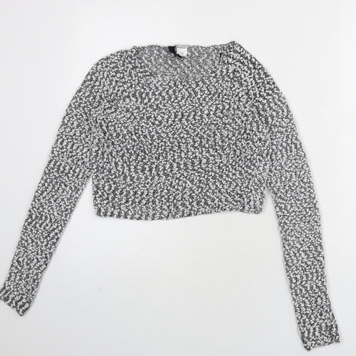 divide Womens Black Round Neck Polyester Pullover Jumper Size M - Cropped