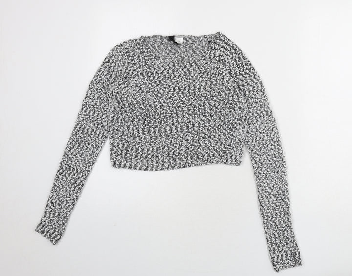 divide Womens Black Round Neck Polyester Pullover Jumper Size M - Cropped