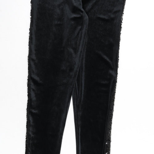 Marks and Spencer Girls Black Polyester Capri Trousers Size 14-15 Years L26 in Regular Pullover - Sequins, Leggings