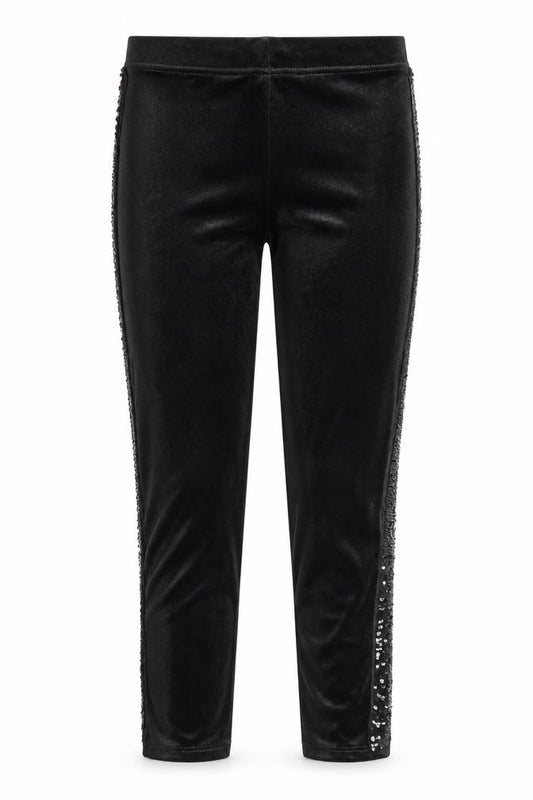 Marks and Spencer Girls Black Polyester Capri Trousers Size 14-15 Years L26 in Regular Pullover - Sequins, Leggings