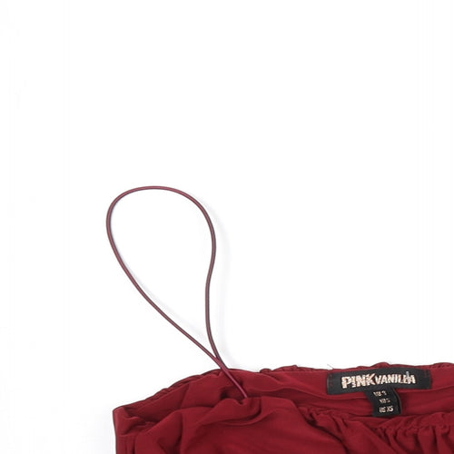 Pink Vanilla Womens Red Polyester Camisole T-Shirt Size S Scoop Neck - Cropped