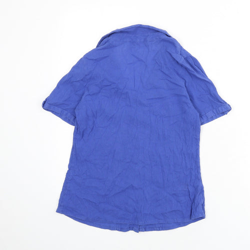 Profile Womens Blue 100% Cotton Basic Button-Up Size 12 Collared