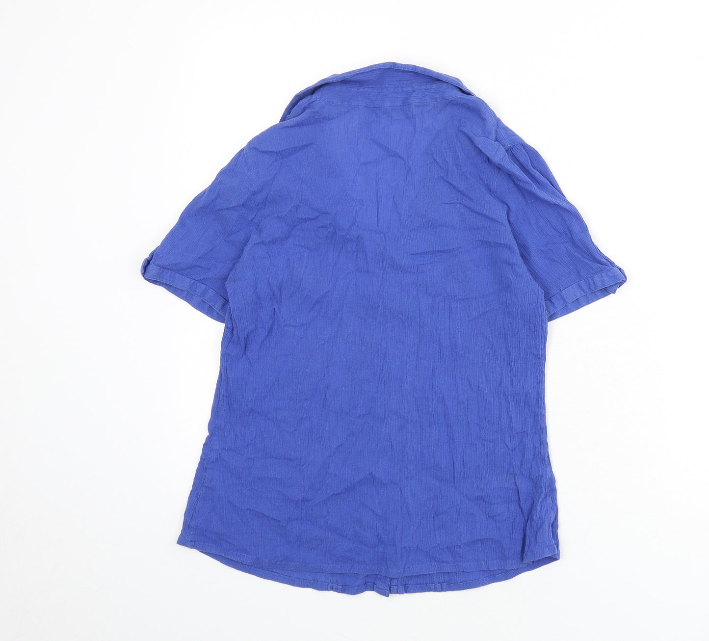 Profile Womens Blue 100% Cotton Basic Button-Up Size 12 Collared