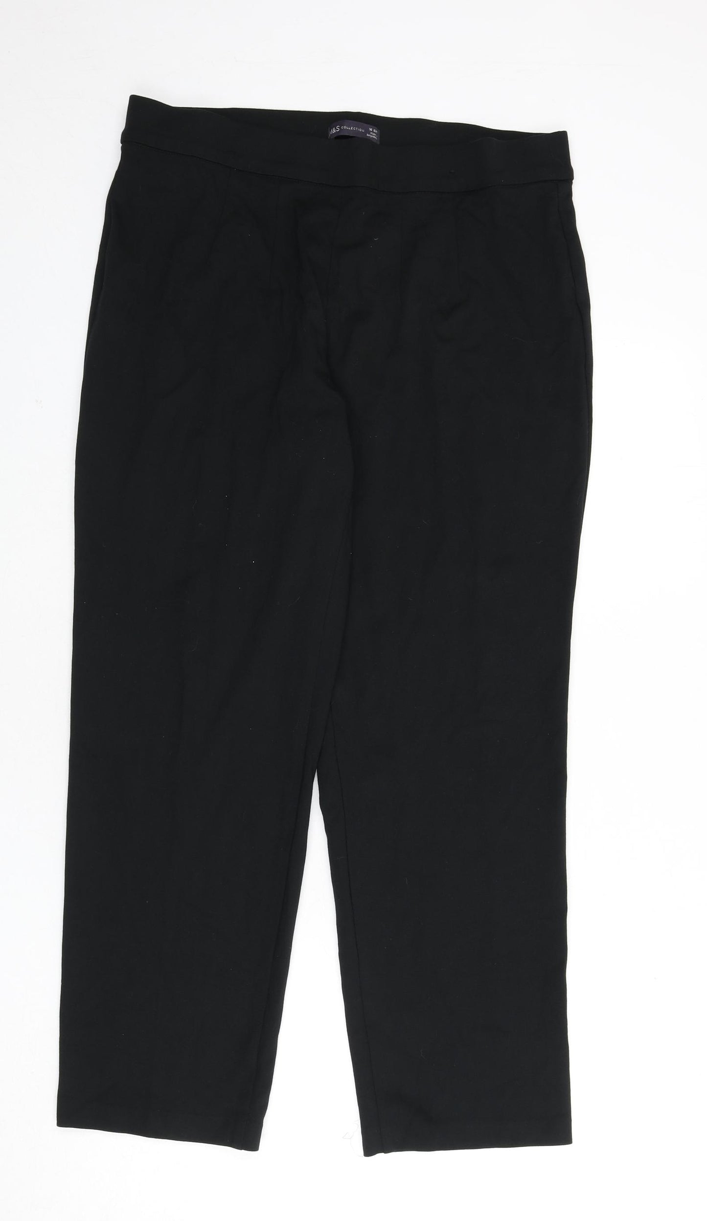 Marks and Spencer Womens Black Viscose Trousers Size 16 L26 in Regular
