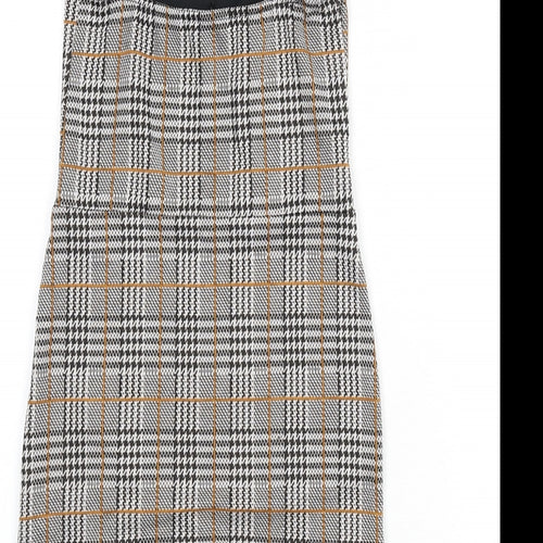 Quiz Womens Multicoloured Plaid Polyester Pinafore/Dungaree Dress Size 6 Square Neck Pullover - Ruffle Detail, Houndstooth