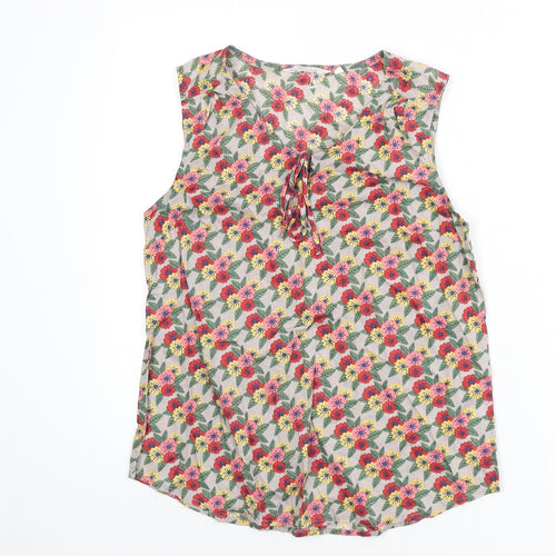Seasalt Womens Multicoloured Floral 100% Cotton Basic Tank Size 10 Scoop Neck